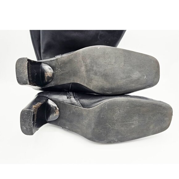 Women’s Black Leather Upper Knee-High Boots Size 8.5M Block Heel Side Zip - Picture 5 of 12